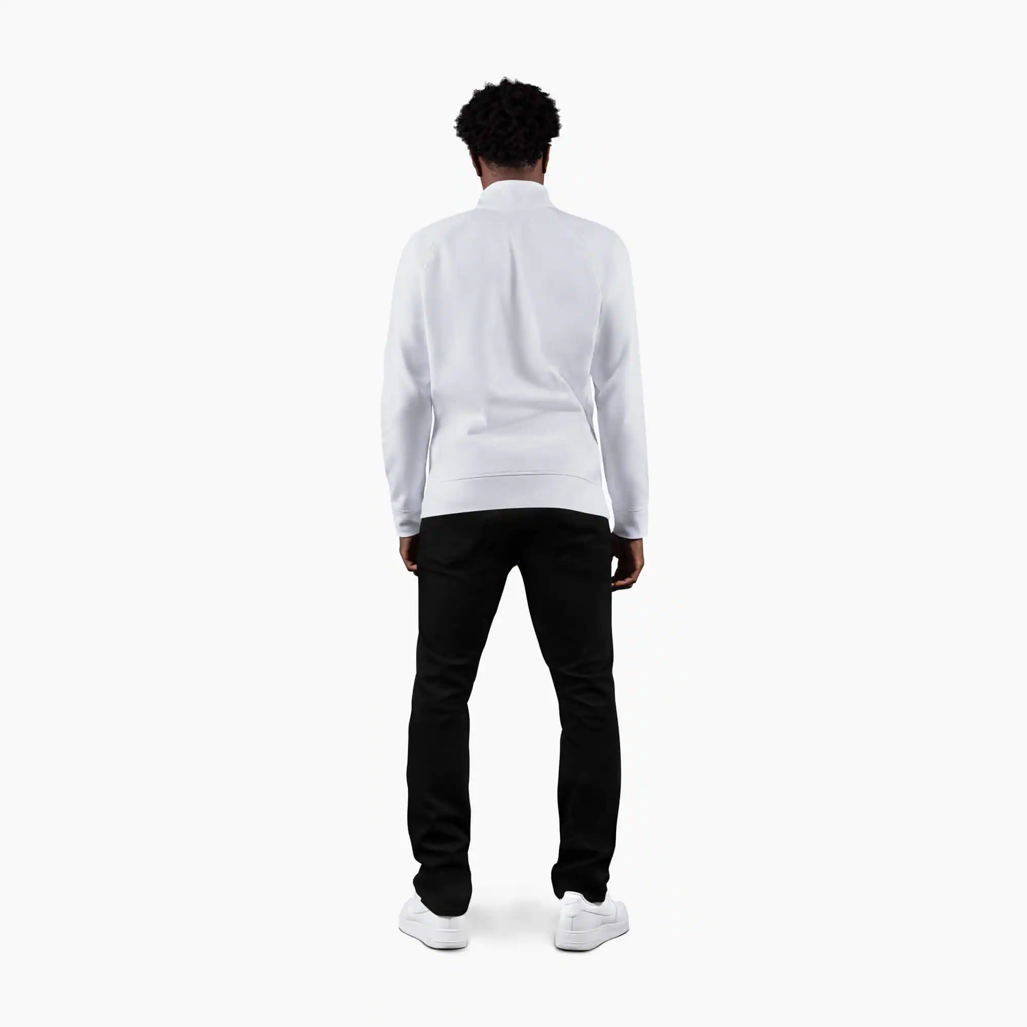 Suéter con cremallera de un cuarto de longitud para hombre, color blanco